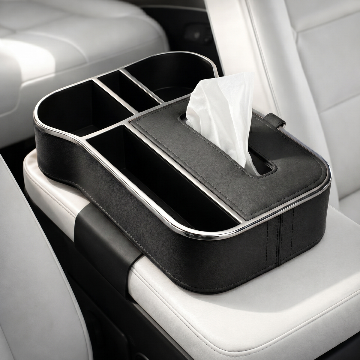 Car Armrest Storage Box with Cup Holder
