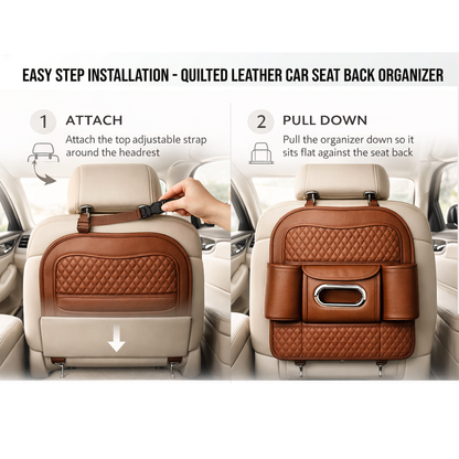 Car Back Seat Organizer with Tissue Box Holder & Cup Holders