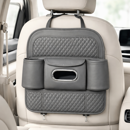 Car Back Seat Organizer with Tissue Box Holder & Cup Holders