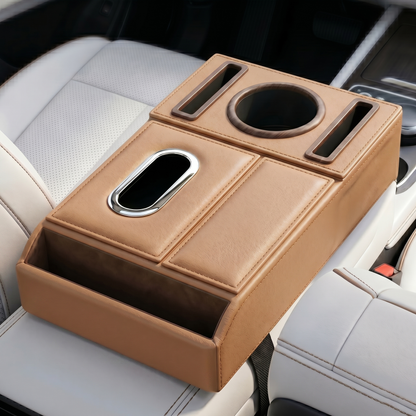 Car Armrest Storage Box with Cup Holder