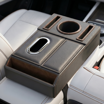 Car Armrest Storage Box with Cup Holder