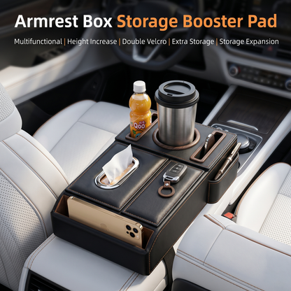Car Armrest Storage Box with Cup Holder