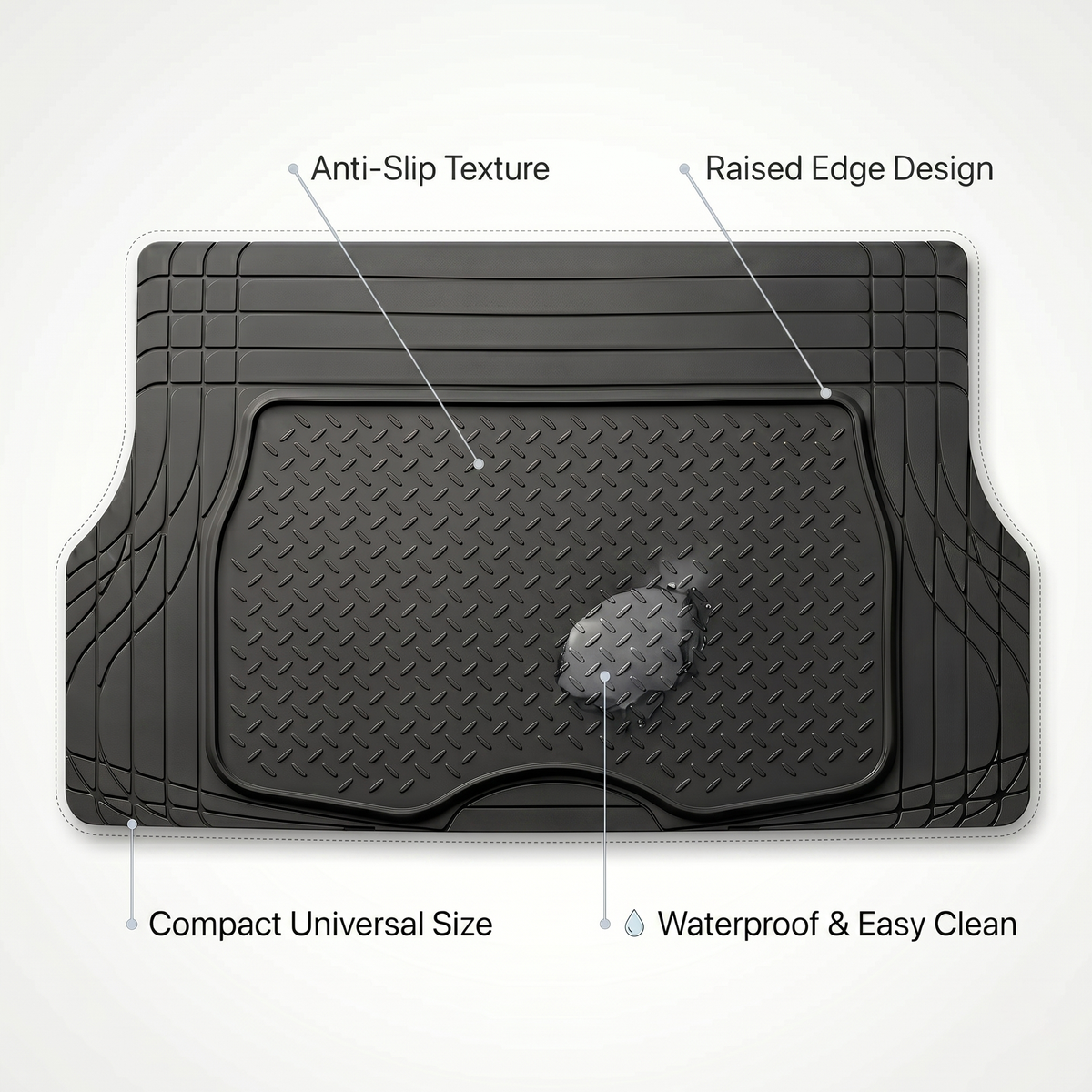 Premium Rubber Cargo Car Boot Trunk Mat