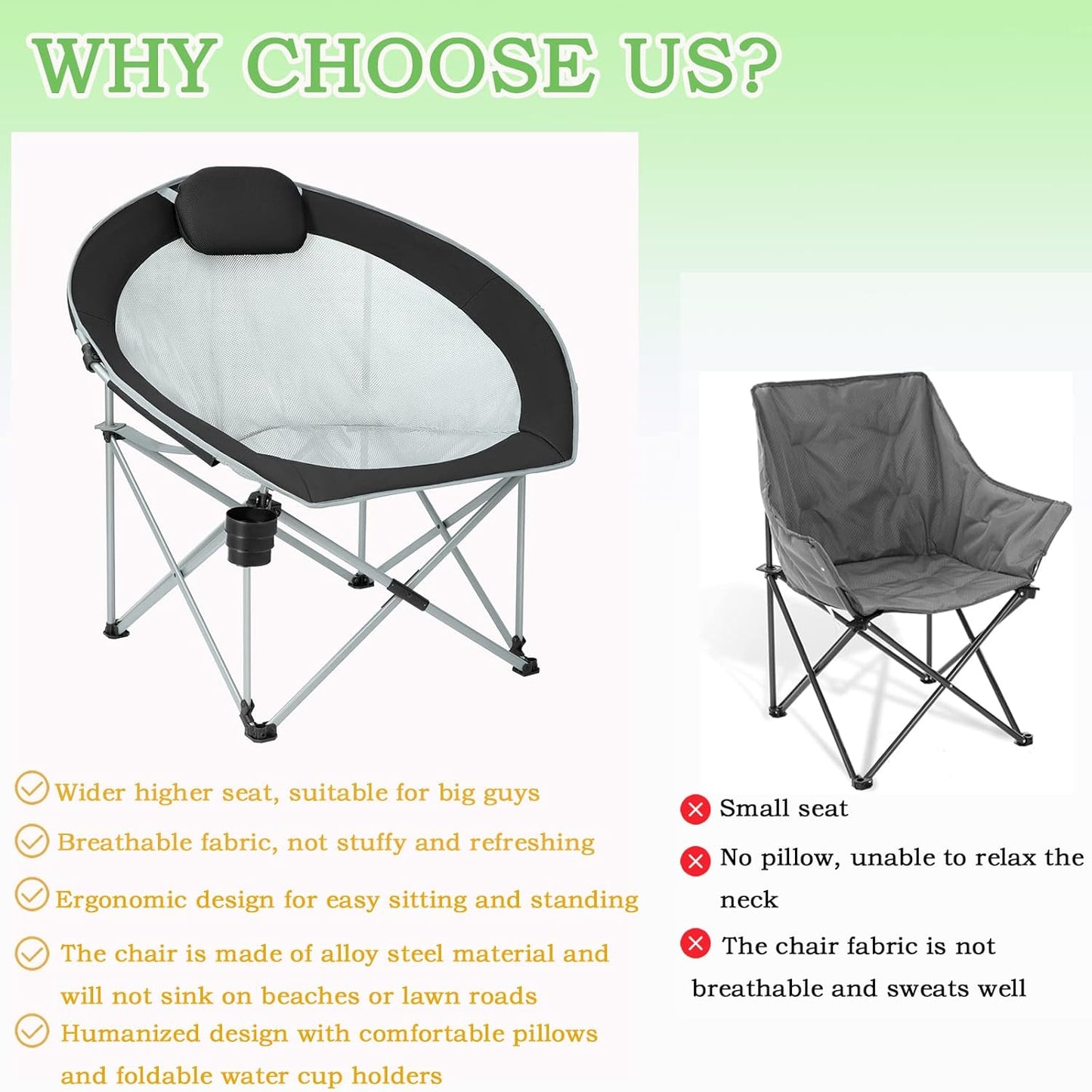 Portable Foldable Moon Camping Chair