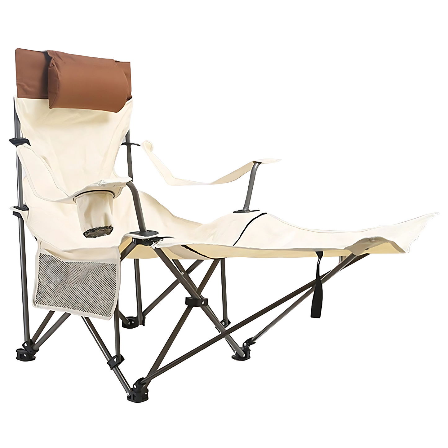 Foldable Camping Chair with Footrest and Cup Holder