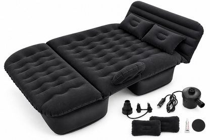 Inflatable Car Air Mattress with Headrest, Pump & 2 Air Pillows