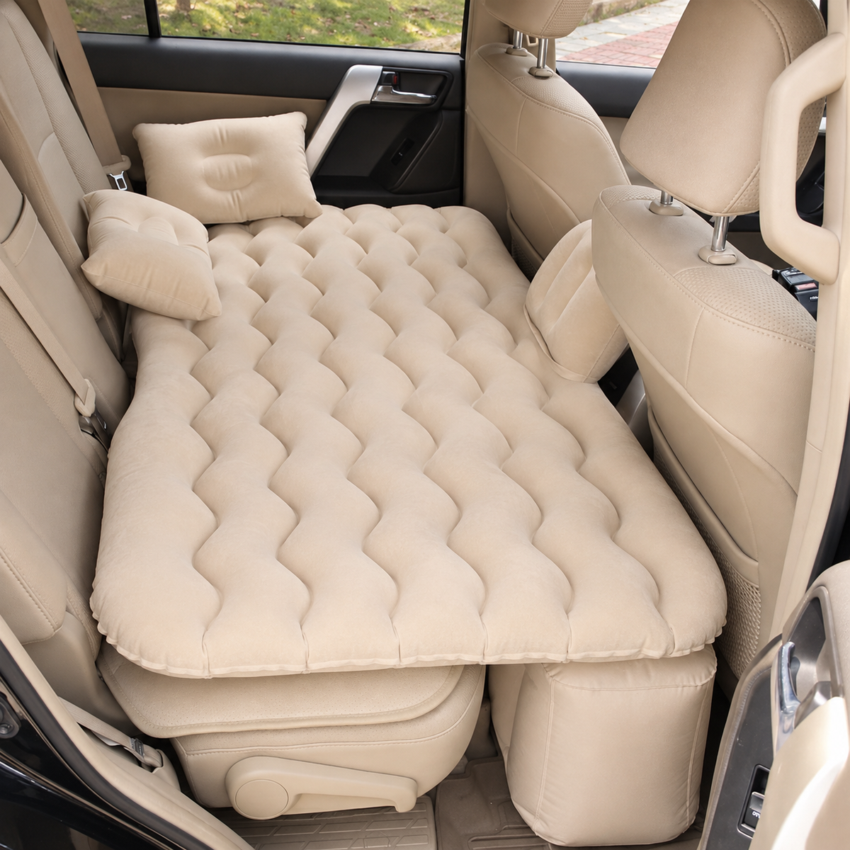 Inflatable Car Air Mattress, Portable Car Camping Mattress with Pillows