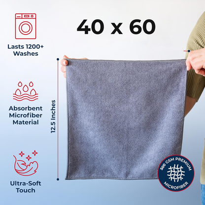 12Pcs | 24Pcs | 36Pcs - 40*60cm, 500 GSM Microfiber Cleaning Cloth
