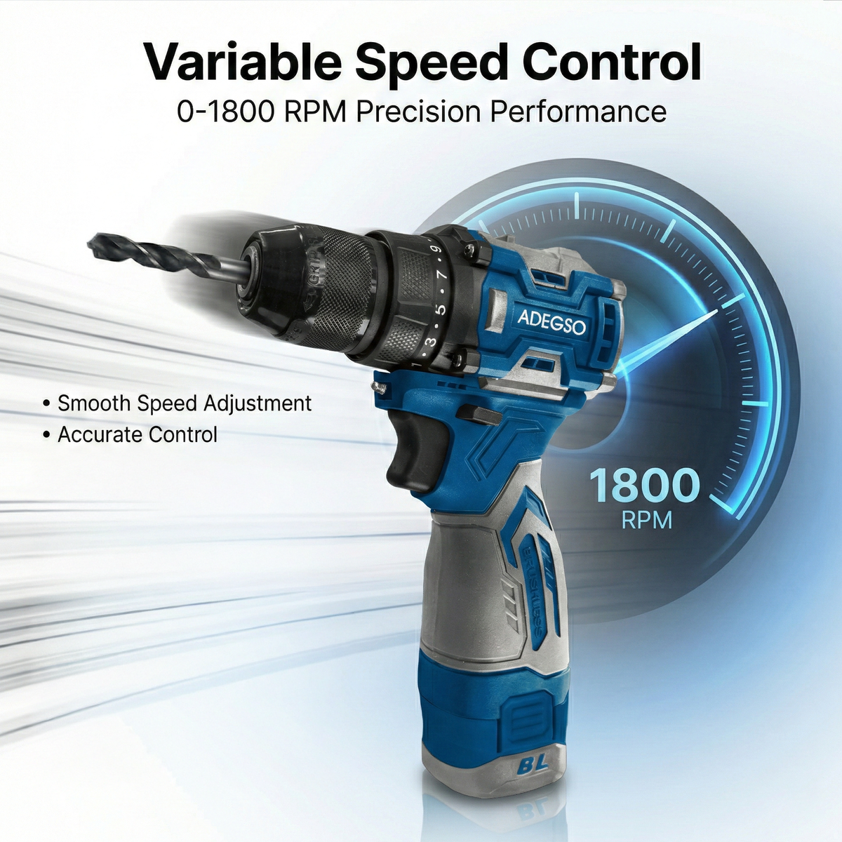 Lithium-Ion Drill Set, 18V Li-Ion Battery, 1800 RPM
