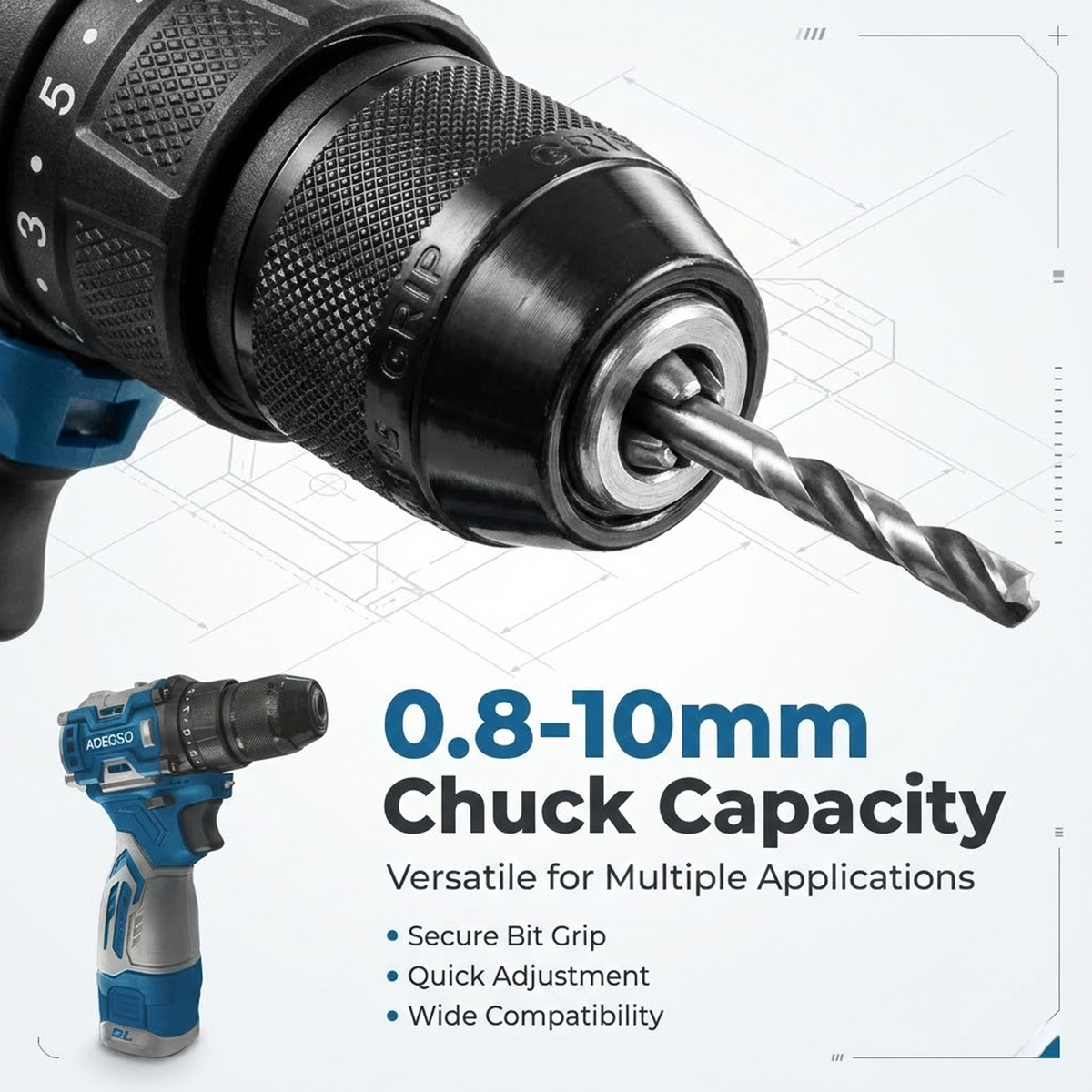 Lithium-Ion Drill Set, 18V Li-Ion Battery, 1800 RPM