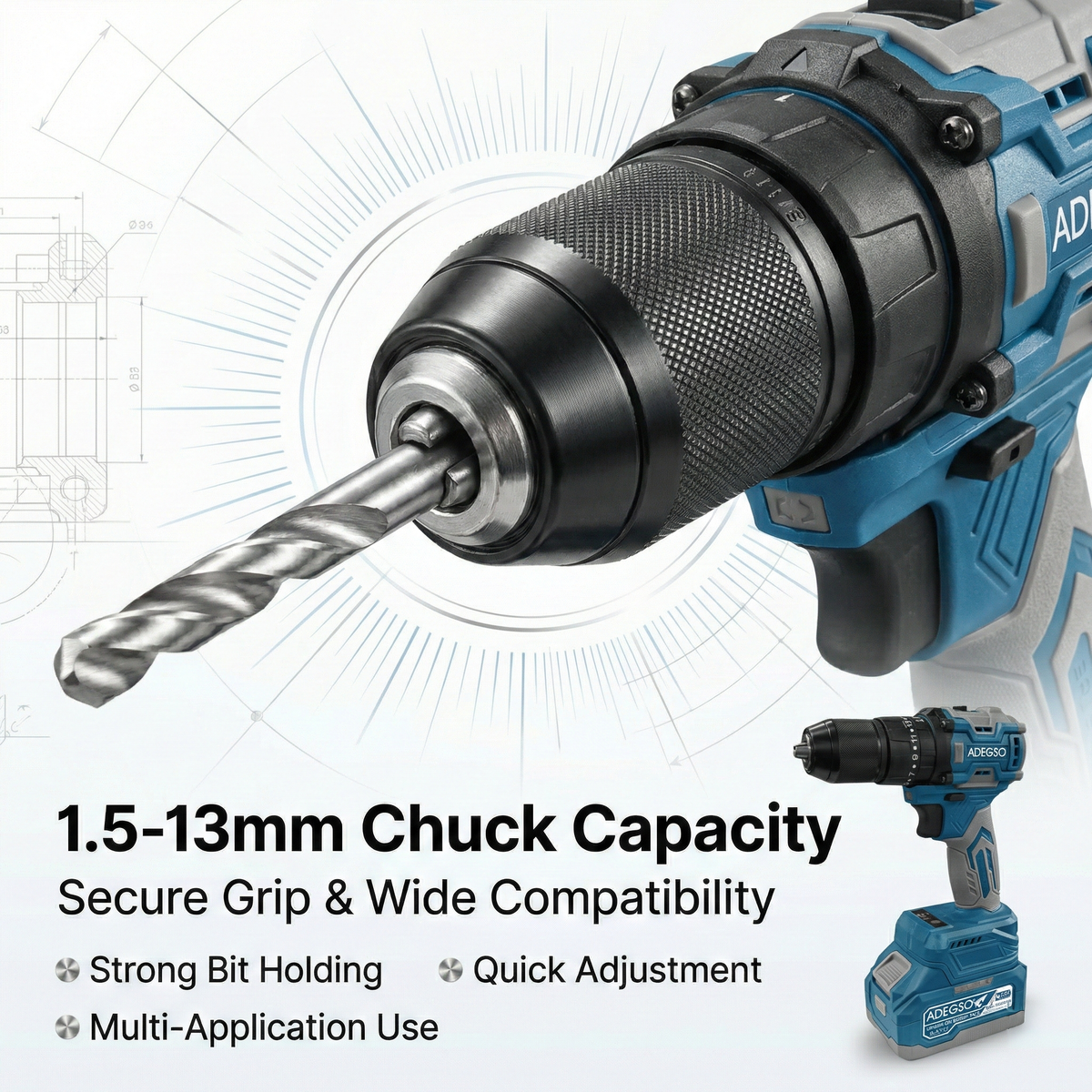 Lithium-Ion Drill Set, 25V Li-Ion Battery, 1800 RPM