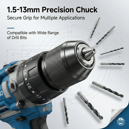 Lithium-Ion Electric Drill Set, 21V Li-Ion Battery, 120Nm