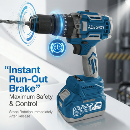 Lithium-Ion Electric Drill Set, 21V Li-Ion Battery, 120Nm