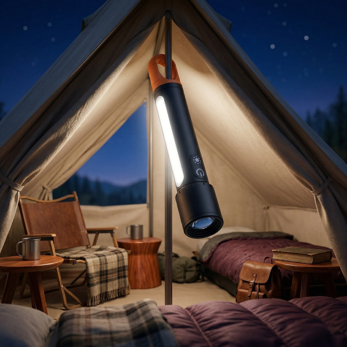 Rechargeable Outdoor Flashlight with COB Sidelight