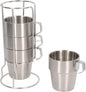 Stackable Stainless Steel Mug Set with Metal Stand