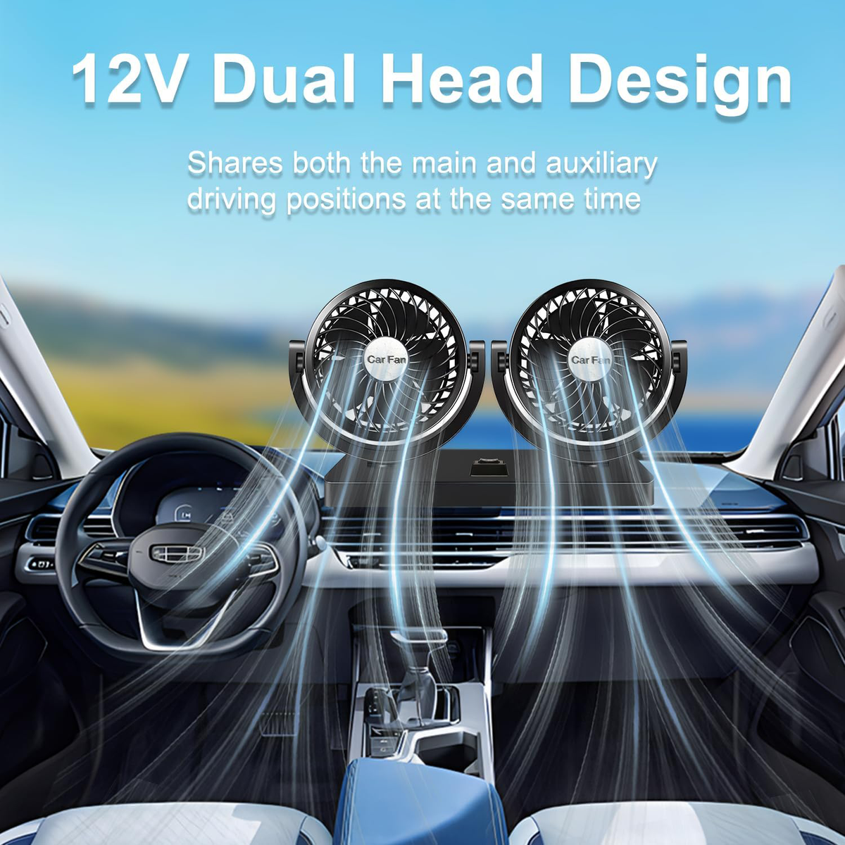 Portable 360° Adjustable Head Car Fan