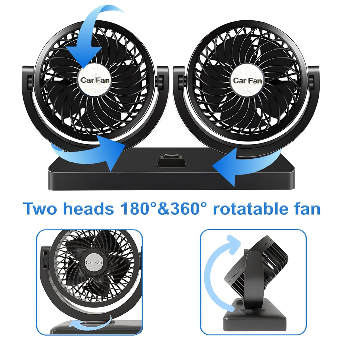Portable 360° Adjustable Head Car Fan