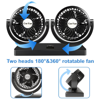 Portable 360° Adjustable Head Car Fan