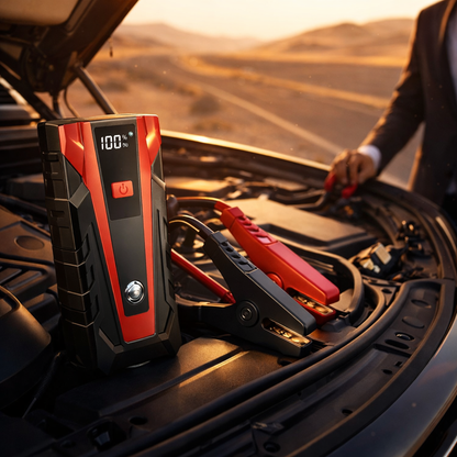 3-in-1 Portable Car Jump Starter with Power Bank & LED Flashlight