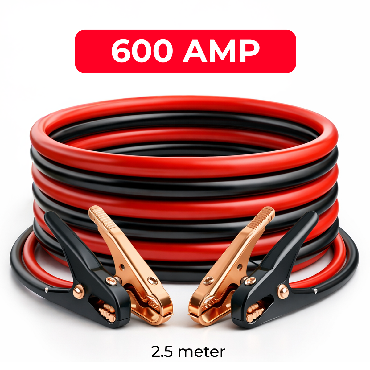 600AMP - 2.5M Car Battery Jumper Cables with Copper Clamps