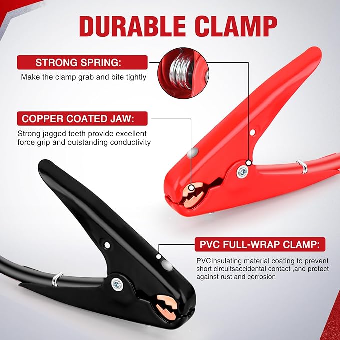 1000AMP - 2.5M Car Battery Jumper Cables with Copper Clamps