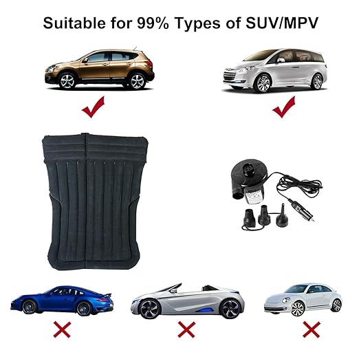 SUV Car Inflatable Air Mattress for Back Seat with 2 Air Pillows