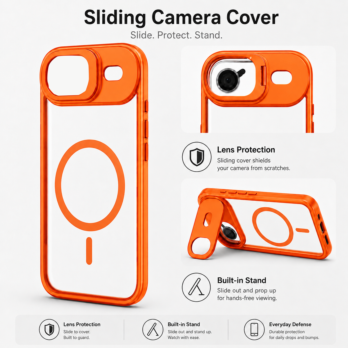 Magnetic Clear Case with Built-in Kickstand for iPhone 17 Air