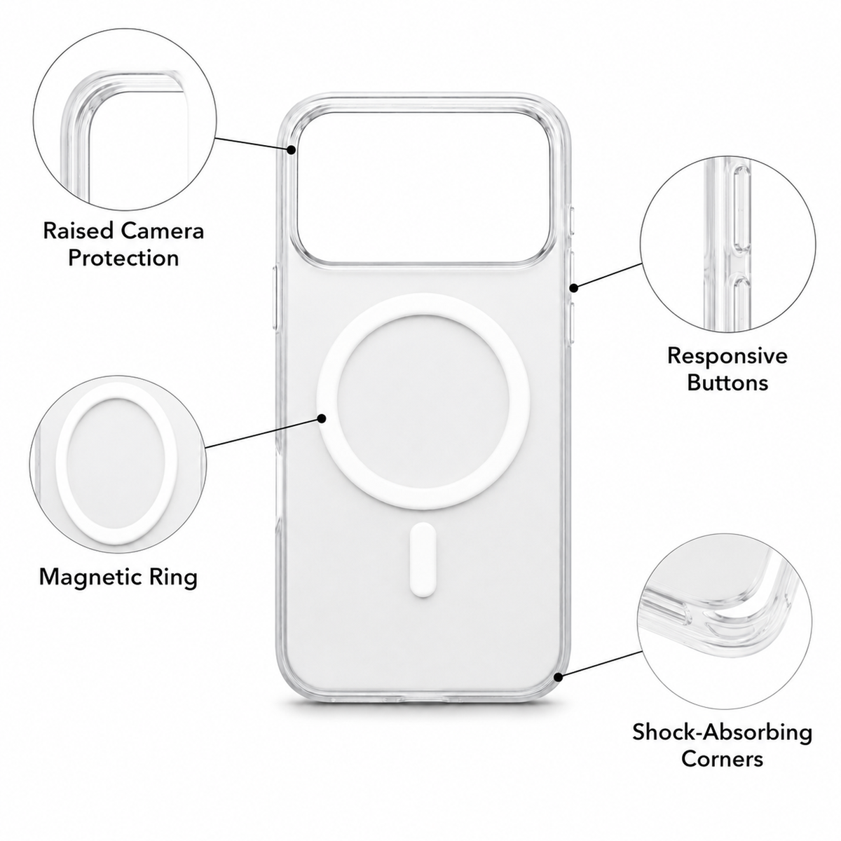 Magnetic Transparent Case for iPhone 17 Pro