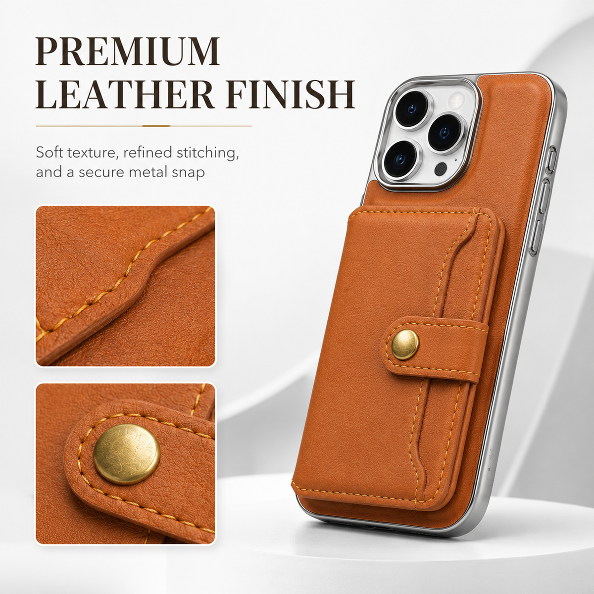 Luxury Leather Wallet Case for iPhone 16 Pro
