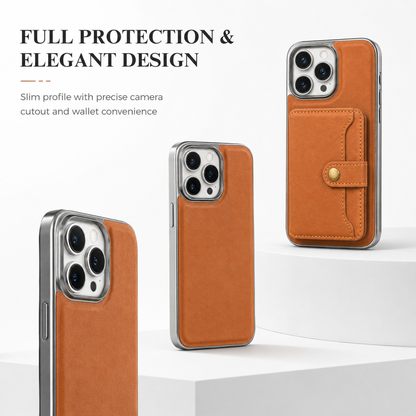 Luxury Leather Wallet Case for iPhone 16 Pro