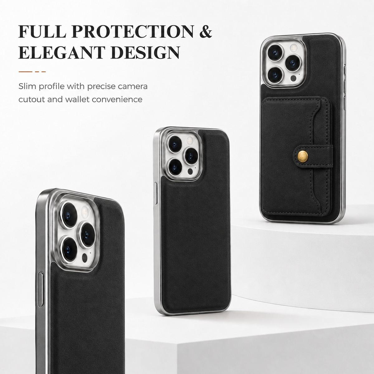 Luxury Leather Wallet Case for iPhone 16 Pro Max