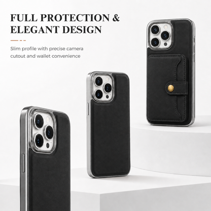 Luxury Leather Wallet Case for iPhone 16 Pro Max