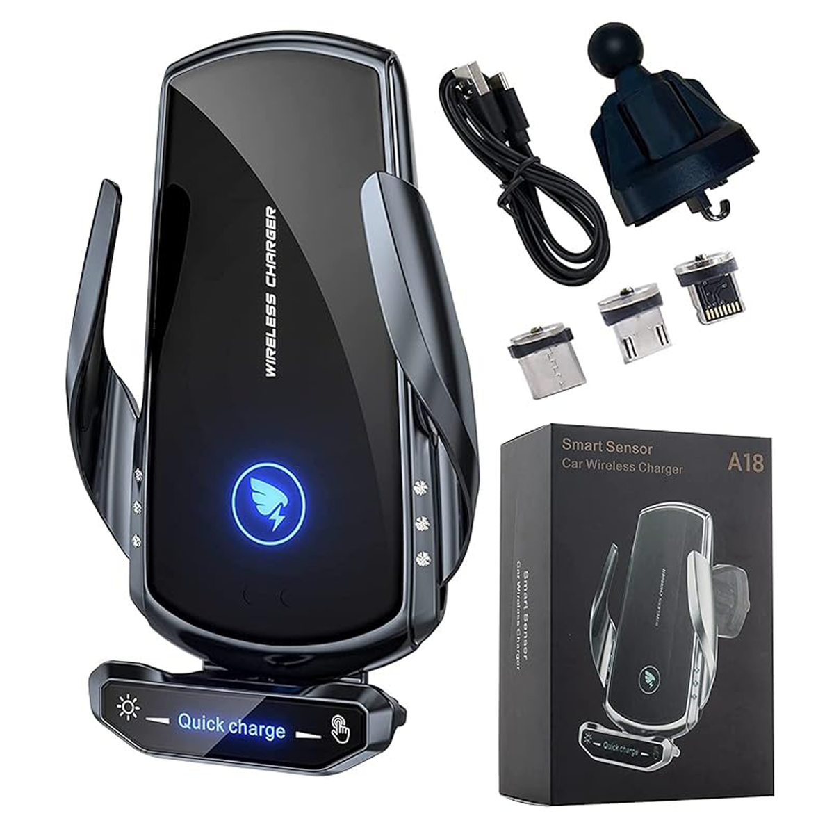360° Rotating Wireless Car Charger Phone Holder