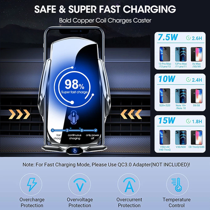 360° Rotating Wireless Car Charger Phone Holder