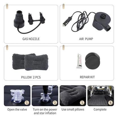 Inflatable Car Air Mattress with Headrest, Pump & 2 Air Pillows