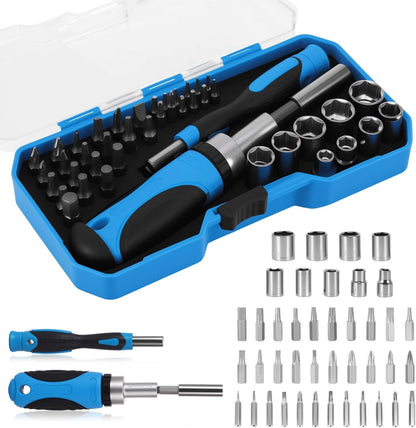 44Pcs Screwdriver with Socket Wrenches & Interchangeable Bits