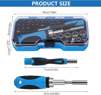 44Pcs Screwdriver with Socket Wrenches & Interchangeable Bits