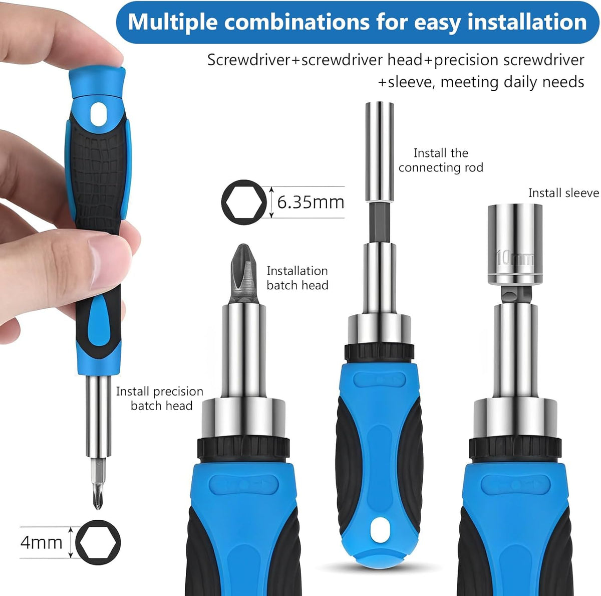 44Pcs Screwdriver with Socket Wrenches & Interchangeable Bits
