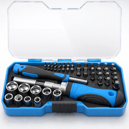 44Pcs Screwdriver with Socket Wrenches & Interchangeable Bits