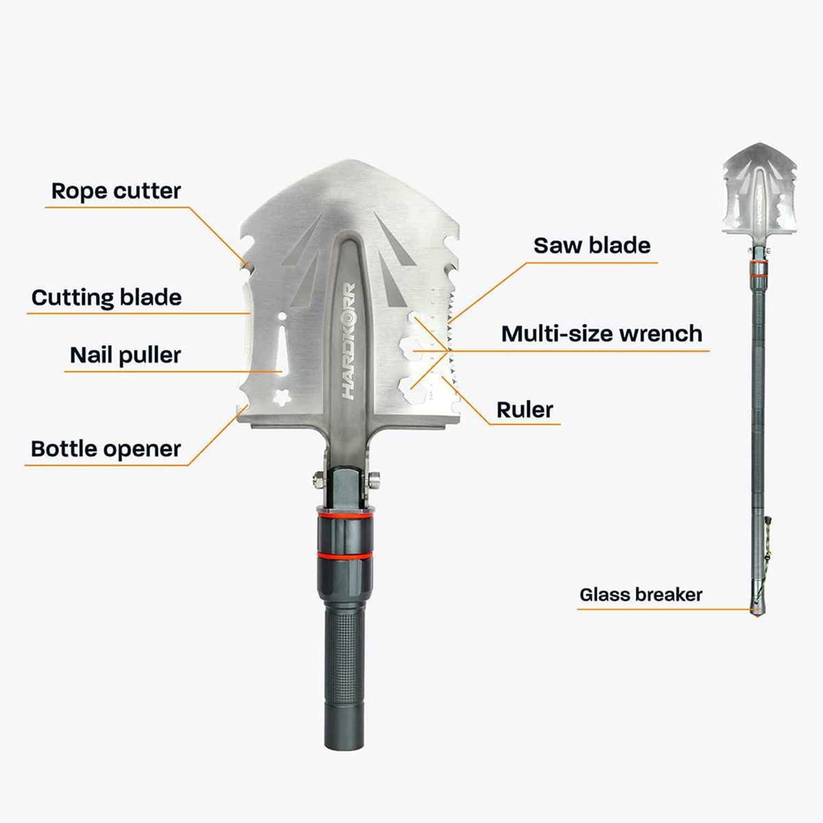 Folding Multifunctional Survival Shovel