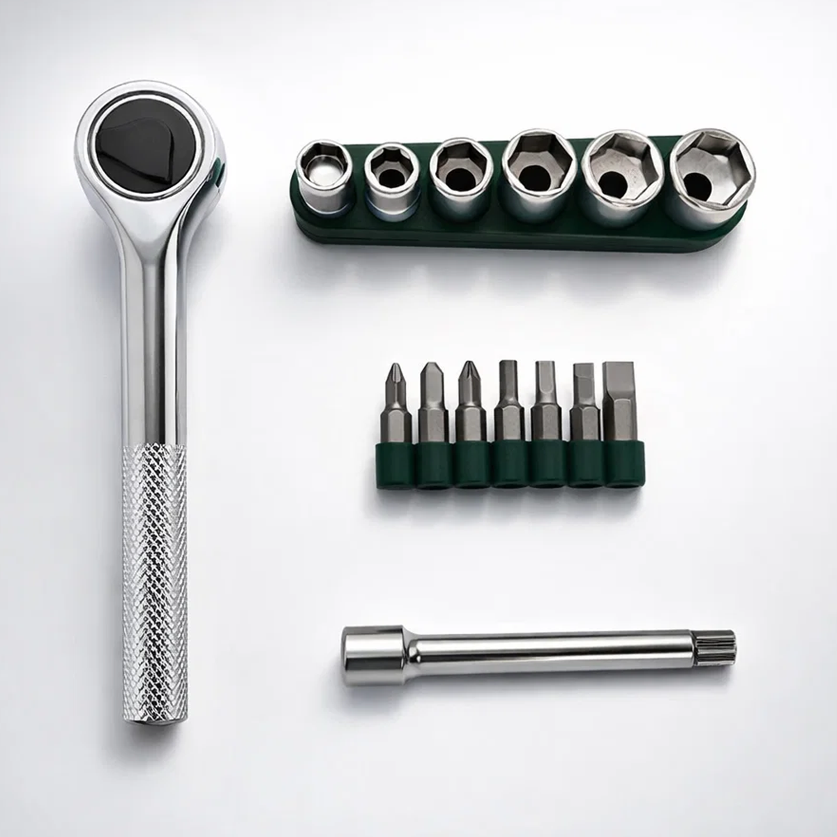 Screwdriver and Socket Set with Interchangeable Bits