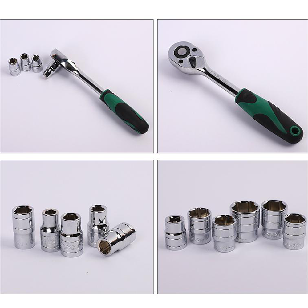 Steel Socket Wrench Set 24Pcs with Ratchet Handle