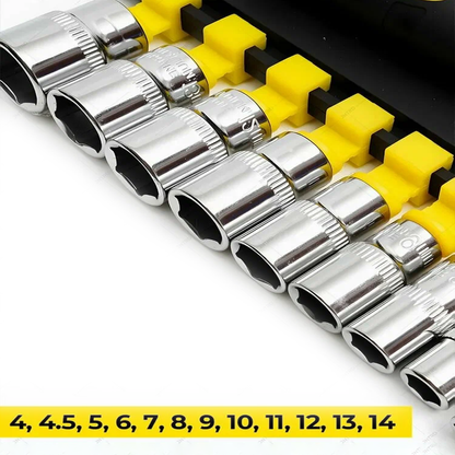Steel Socket Wrench Set 28Pcs with Ratchet Handle