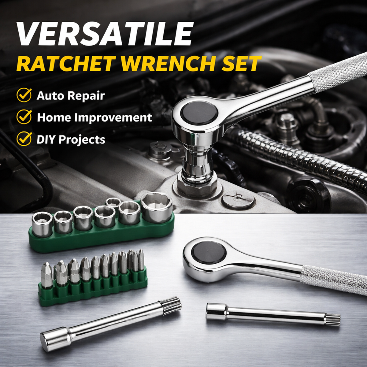 Screwdriver and Socket Set with Interchangeable Bits