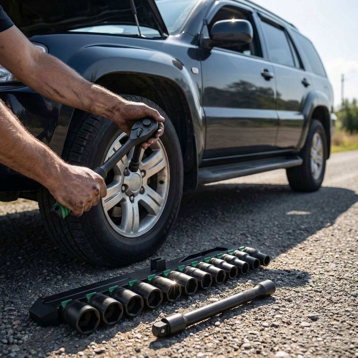 Steel Socket Wrench Set 12Pcs with Ratchet Handle