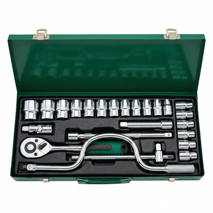 Steel Socket Wrench Set 24Pcs with Ratchet Handle