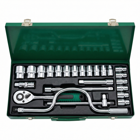 Steel Socket Wrench Set 24Pcs with Ratchet Handle