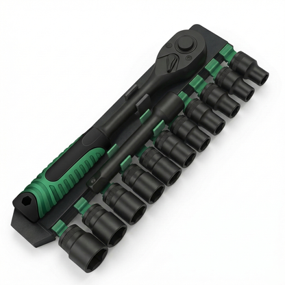 Steel Socket Wrench Set 12Pcs with Ratchet Handle