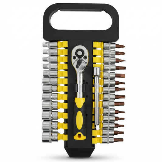 Steel Socket Wrench Set 28Pcs with Ratchet Handle