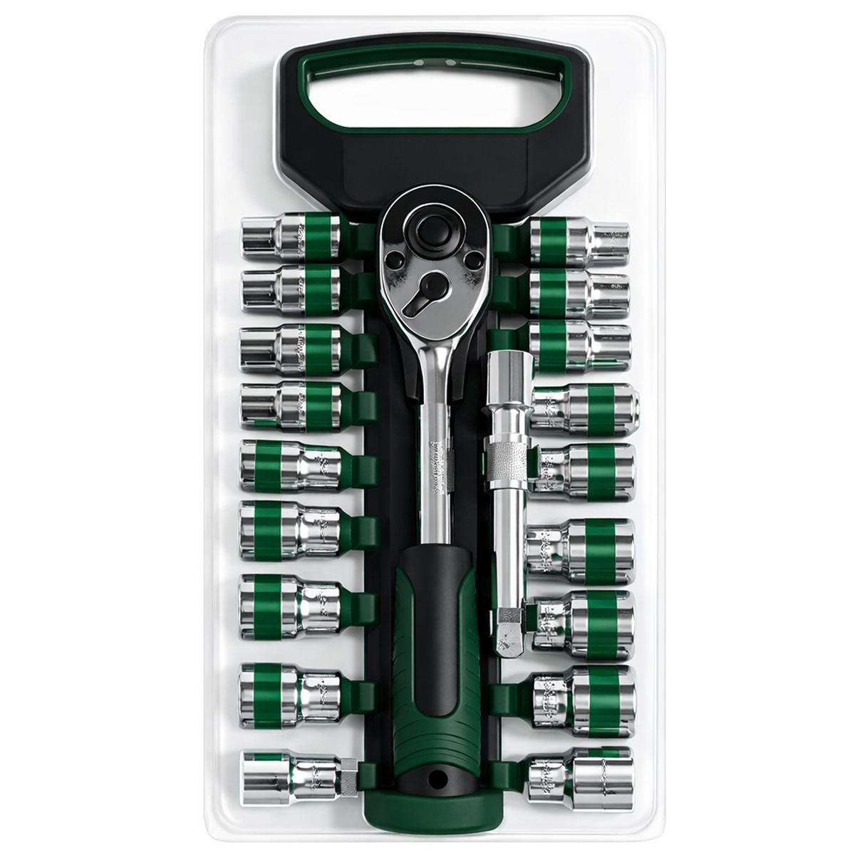 Steel Socket Wrench Set 20Pcs with Ratchet Handle